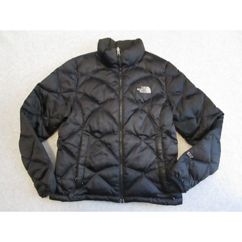 The North Face Jacket Womens Small Black 550 Down Puffer Hooded Full Zip Plush